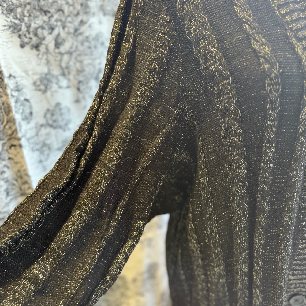 Torrid Woman’s Plus Long Cardigan Black W Gold Shimmer Dressy NWT 4X Holiday - Picture 5 of 10